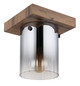 Preview: Globo Underwood E27 Deckenleuchte 40W Holzoptik Dunkel, Mdf Ø12cm 15915-1