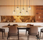Preview: Globo Pendelleuchte Swanson 6-flammig E27 Schwarz matt amber Metall Glas 130x105cm