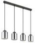 Preview: Globo Felicia E27 Hängeleuchte 4-fach 60W Schwarz-Chrom Matt, Metall Ø12cm 16056-4H