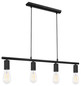 Preview: Globo Martha E27 Hängeleuchte 4-fach 60W Schwarz, Metall 120cm 54008-4H