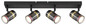 Preview: Globo Trabby GU10 Strahler 4-fach 8W Schwarz Matt, Metall Ø6cm 57916-4