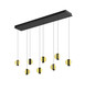 Preview: Hell Iris LED Pendelleuchte 8-fach Warmweiß Dimmbar 60-180cm >90Ra Schwarz/Gold 20699/8-51