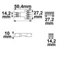 Preview: ISOLED Durchgangs-Steckverbinder 2-polig Input, 2x2-polig Output, 0,5-2,5mm², max. 250V/10A