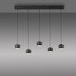 Preview: JUST LIGHT BALLINI LED Pendelleuchte Warmweiss Dimmbar 26W 5-fach schwarz 15262-18