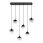 Preview: JUST LIGHT ZEA Pendelleuchte E14 max.25W 6-fach Schwarz/Rauchfarben 64-120cm 15425-18