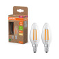 Preview: 2er Pack OSRAM LED Lampe CLASSIC B höchste Energieeffizienzklasse A 2.2W 827 Clear E14 Warmweiss 4099854255472