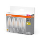 Preview: 4er Pack OSRAM LED Lampe BASE CLASSIC B 4W 827 Frosted E14 Warmweiss 4099854338670