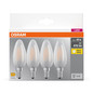 Preview: 4er Pack OSRAM LED Lampe BASE CLASSIC B 4W 827 Frosted E14 Warmweiss 4099854338670