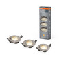Preview: OSRAM LED Einbauleuchte LED SPOT SET RECESS SIMPLE DIM 3 x 4.9W 2700K Brushed Nickel Dimmbar Warm weiß 4099854445828