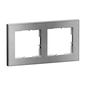 Preview: Legrand Seano+ 2-fach Rahmen mit Echtmaterialoberfläche, nachhaltige Produktion und Verpackung, Brushed Steel, 765392