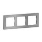 Preview: Legrand Seano+ 3-fach Rahmen mit Echtmaterialoberfläche, nachhaltige Produktion und Verpackung, Brushed Steel, 765393