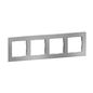 Preview: Legrand Seano+ 4-fach Rahmen mit Echtmaterialoberfläche, nachhaltige Produktion und Verpackung, Brushed Steel, 765394