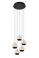 Preview: Lucide SENTUBAL LED Pendelleuchten 5-fach 5,2W dimmbar Warmweiss Modern Schwarz 70-150cm 13498/24/30