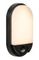 Preview: Lucide HUPS IR LED Wandleuchte 10W Schwarz, Opal Sensor IP54 22864/10/30