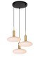 Preview: Lucide SINGALA Pendelleuchte 3x E27 Mattes Gold, Messing, Opal 25413/13/02