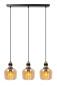 Preview: Lucide ILONA Pendelleuchte 3x E27 Amber, Schwarz 45408/03/62