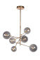 Preview: Lucide ALARA LED Pendelleuchte 6x G4 6x 1,5W Gold, Rauchfarbe Grau 46417/06/10