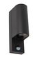 Preview: Lucide ZARO IR Wandleuchte 2x GU10 Schwarz Sensor IP65 69803/02/30