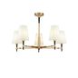Preview: Maytoni Zaragoza Kronleuchter, Hängeleuchte 5x E14 Messing Weiss Stoff