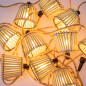 Preview: NewGarden OKINAWA LED Lichterkette Solar 8m, Bambus, Jute, Solar mit Akku, 10x E12 IP44