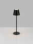 Preview: Nova Luce LED Akku-Tischleuchte Petit dimmbar 2W warmweiss 3000K IP54 salzwasserfest Schwarz Aluminium Ø7cm 9030712