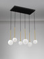 Preview: Nova Luce Pendelleuchte Savoy 6-flammig 6xG9 Gold Schwarz Opal Glas Metall 77x34cm 9620158