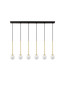 Preview: Nova Luce Pendelleuchte Savoy 6-flammig 6xG9 Gold Schwarz Opal Glas Metall 100x11cm 9620159