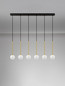Preview: Nova Luce Pendelleuchte Savoy 6-flammig 6xG9 Gold Schwarz Opal Glas Metall 100x11cm 9620159