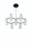 Preview: Nova Luce Pendelleuchte Ovalino 14-flammig 14xG9 Gold Schwarz Opal Glas Metall 73x64cm 9620162