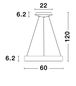 Preview: Nova Luce RANDO THIN LED Pendelleuchte Silber 50W Warmweiss 120x60cm dimmbar 9453456