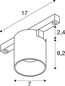 Preview: SLV 1008965 FIX-IT!, 48V, DALI, rund, Surface mounted track, Spot, 2000-3000K, 7.4 W, 36°, weiß / schwarz