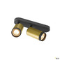 Preview: SLV 1009099 GRIP! L, SPOT CL, double, QPAR51, Deckenaufbauleuchte, zylindrisch, 2 x max. 6 Watt, gold / schwarz
