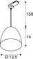 Preview: SLV 1009141 PARA CONE 14, Pendelleuchte für 3 Phasen System, GU10, aluminium