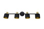 Preview: Trio 868800480 Eva E14 Strahler 4-fach Schwarz-Gold