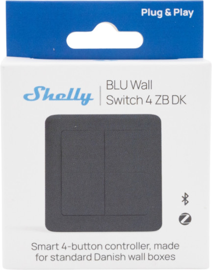 Shelly BLU Wall Switch 4 ZB, DK Format - Zigbee Wandschalter, Grau