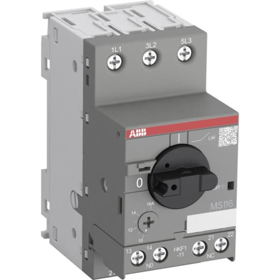 ABB MS116-0.63-HKF1-11 Motorschutzschalter, mit frontseitigem Hilfsschalter 1S+1Ö, Made in Germany