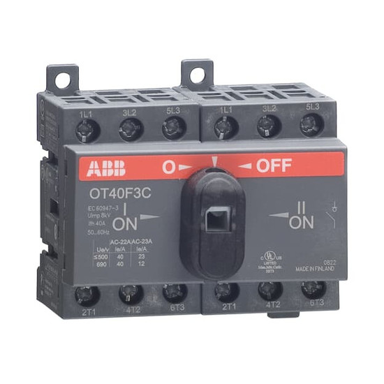 ABB OT40F3C Lastumschalter 3-polig 40A m. schwarzem Knebelgriff I-0-II