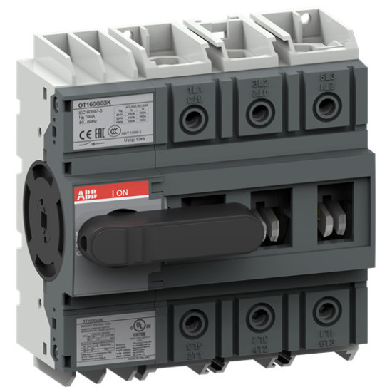 ABB OT160G03K Lasttrennschalter 3-polig 160A m. schwarzem Knebelgriff
