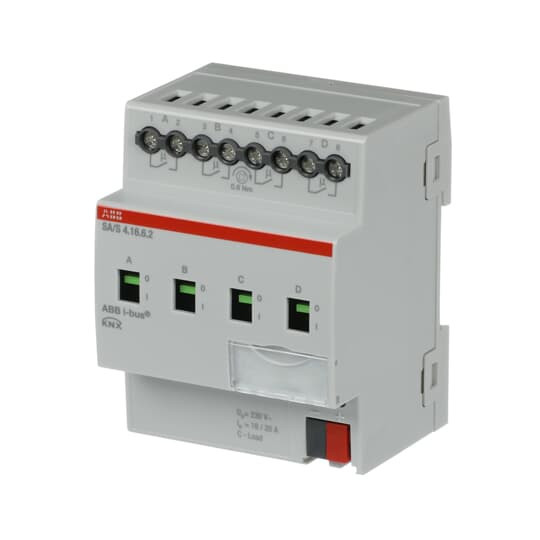 ABB SA/S4.16.6.2 Schaltaktor, 4fach, 16 A, C-Last mit Energiefunktion, REG, Made in Germany
