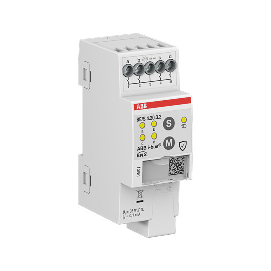 ABB BE/S4.20.3.2 Binäreingang, 4fach, Kontaktabfrage, manuelle Bedienung, REG, Made in Germany