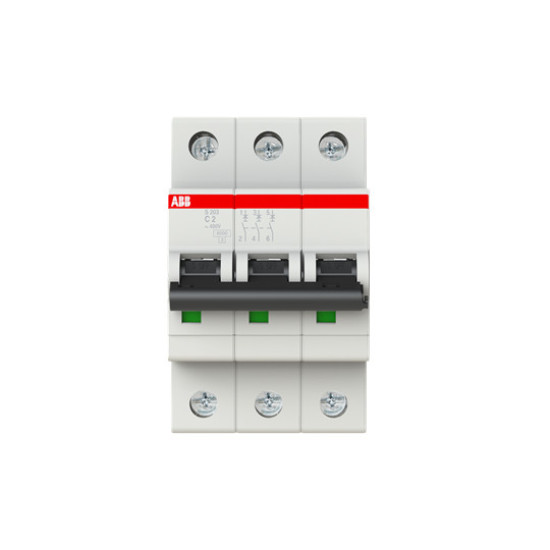 ABB S203-C2 Sicherungsautomat C-Char., 6 kA, 2 A, 3P, Made in Germany