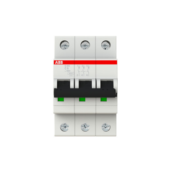 ABB S203-C6 Sicherungsautomat C-Char., 6 kA, 6 A, 3P, Made in Germany