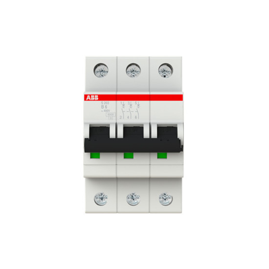 ABB S203-B6 Sicherungsautomat B-Char., 6 kA, 6 A, 3P, Made in Germany