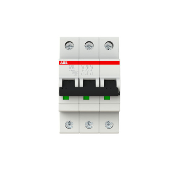 ABB S203-B25 Sicherungsautomat B-Char., 6 kA, 25 A, 3P, Made in Germany