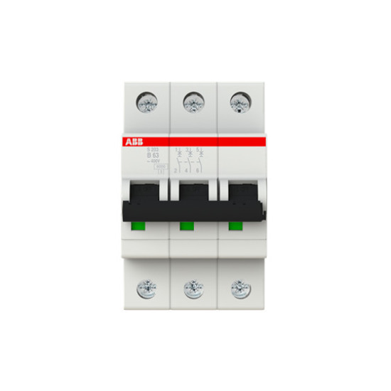 ABB S203-B63 Sicherungsautomat B-Char., 6 kA, 63 A, 3P, Made in Germany