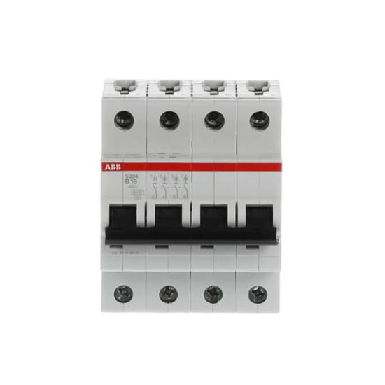 ABB S204-B16 Sicherungsautomat B-Char., 6 kA, 16 A, 4P, Made in Germany