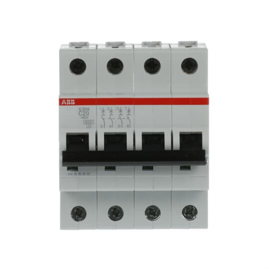 ABB S204-C20 Sicherungsautomat C-Char., 6 kA, 20 A, 4P, Made in Germany