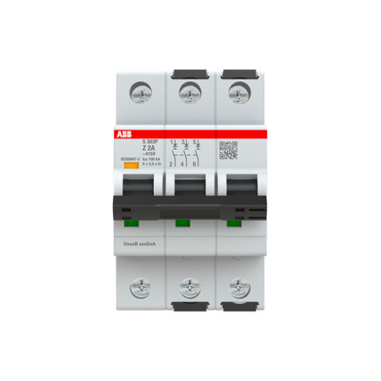 ABB S303P-Z2 Sicherungsautomat Z-Char., 25kA, 2A, 3P, Made in Germany