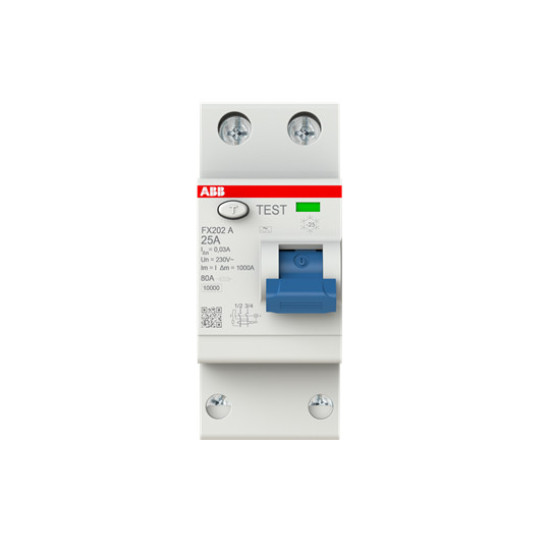 ABB FX202A-25/0,03 FI-Schutzschalter 2P,Typ A,25A,30mA FlexLine Push-in Technologie