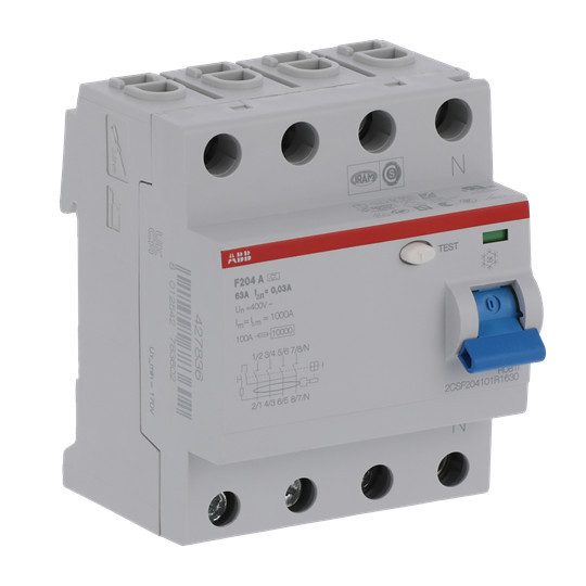 ABB F204A-63/0,03 FI-Schutzschalter 4P,Typ A,63A,30mA
